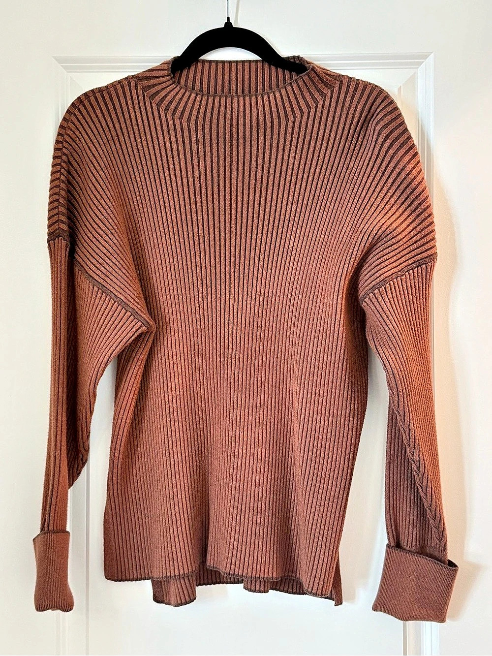 Varley Ribbed Crewneck Sweater in Brown
